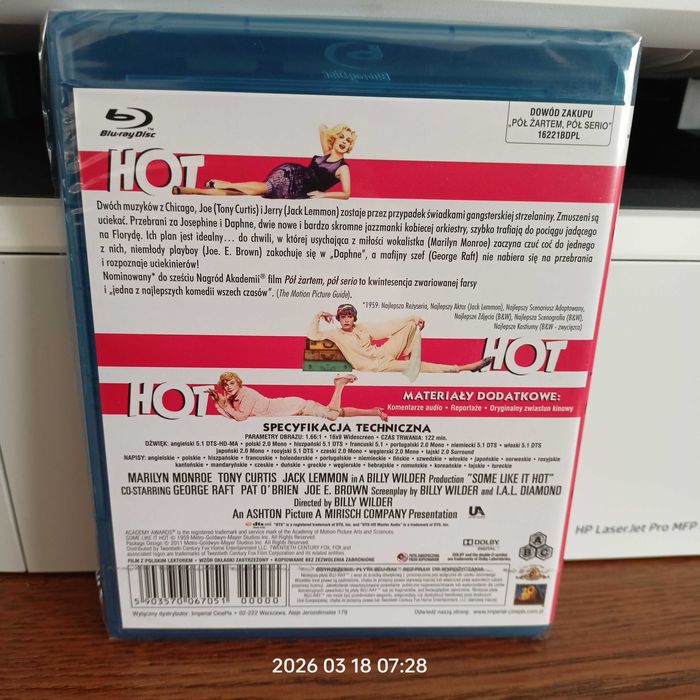«Pół żartem, pół serio» [Blu-Ray] w oryginalnej folii