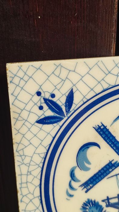 Kafel niebieski w stylu Delft wiatrak