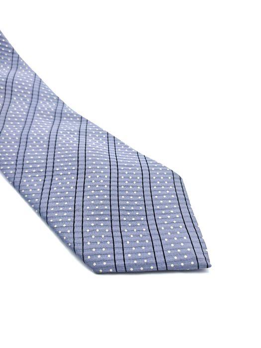 Fioletowy jedwabny krawat w groszki paski mal41