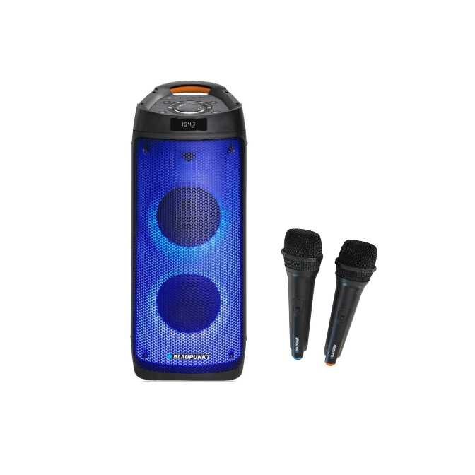 Nowy Głośnik  BLAUPUNKT karaoke  2 mikrofony bezprzewodowe FM AUX LED