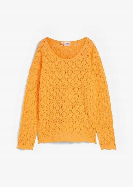 B.P.C sweter pomarańczowy ażurowy z lnem r.48/50