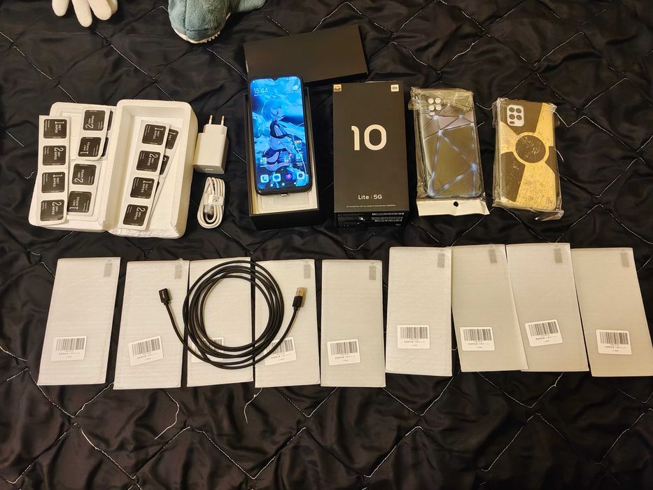 Smartfon Xiaomi Mi 10 Lite 5G 6/64, 9x szyba hartowana, 3x case