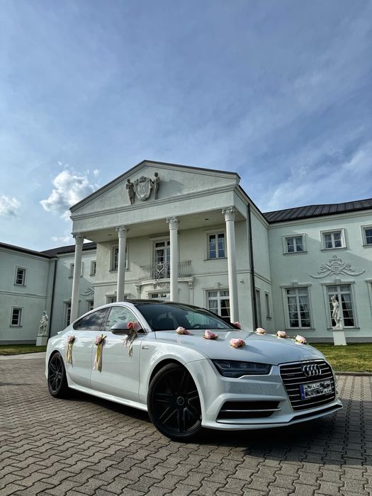 Białe Audi A7 S-Line, wynajem na ślub/inne uroczystości