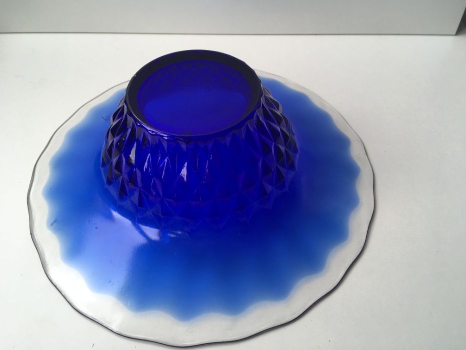 Centro de mesa "frosted glass" azul anos 50/60