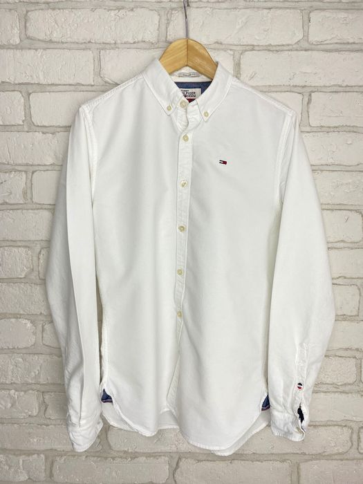 Biała koszula z długim rękawem Tommy hilfiger denim