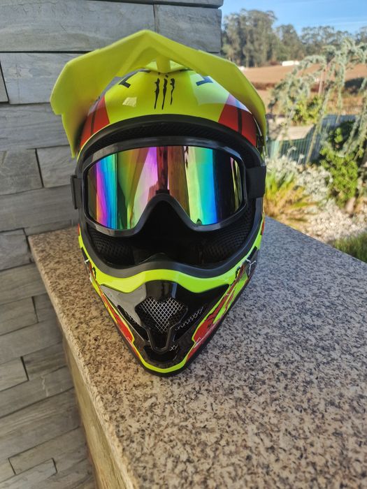 capacete de todo-o-terreno/motocross UCHOOSE (Kask Cross / Downhill) em amarelo fluorescente
