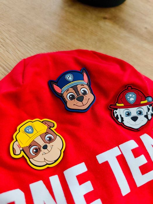 Czapka chłopięca czerwona cienka przejściowa Psi Patrol 54cm