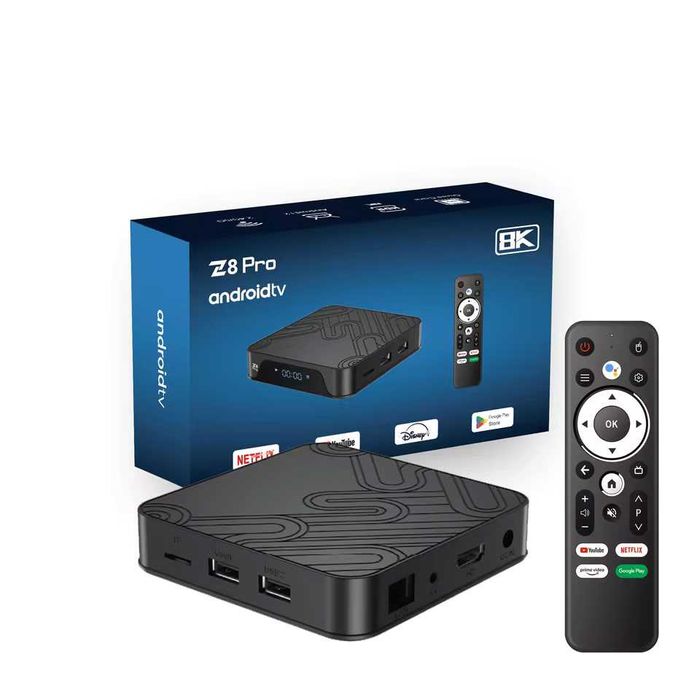 Налаштована Смарт ТВ приставка Z8 Pro 4/32 GB 8K Android TV 12  з Bluetooth-пультом та голосовим пошуком + YouTube без реклами | ТВ канали | Фільми