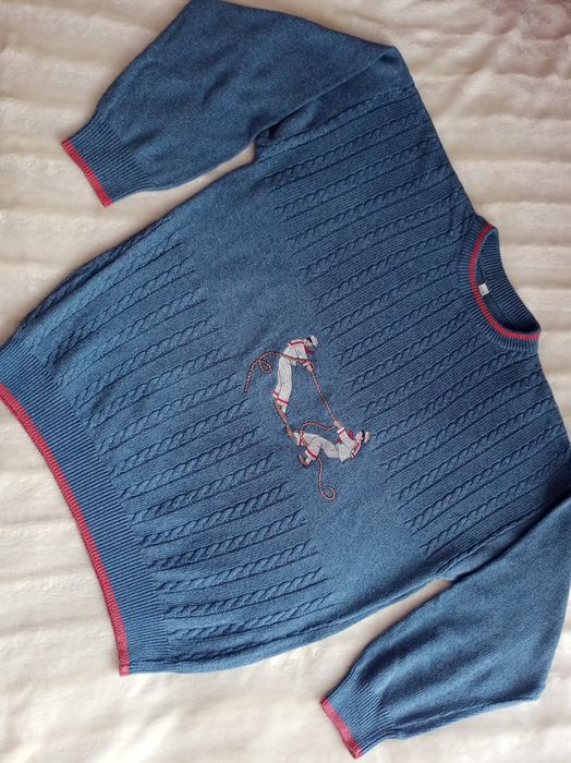 Elegancki, bawełniany sweter męski z haftem