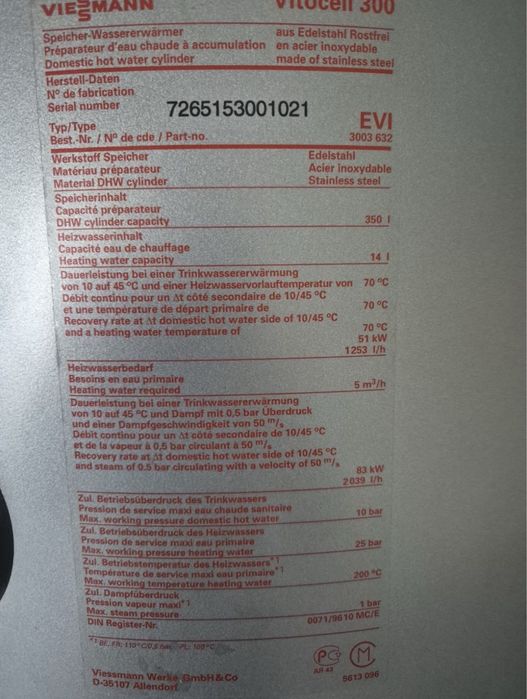 Bojler zasobnik viessmann vitocell 350l stal nierdzewna