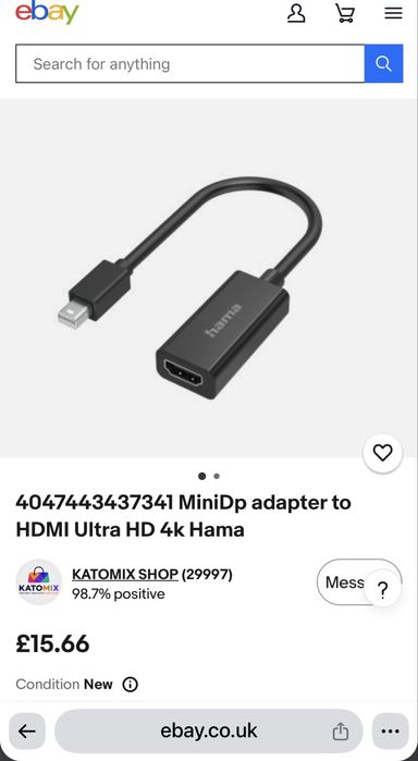 Адаптер Mini DisplayPort — HDMI (4K)