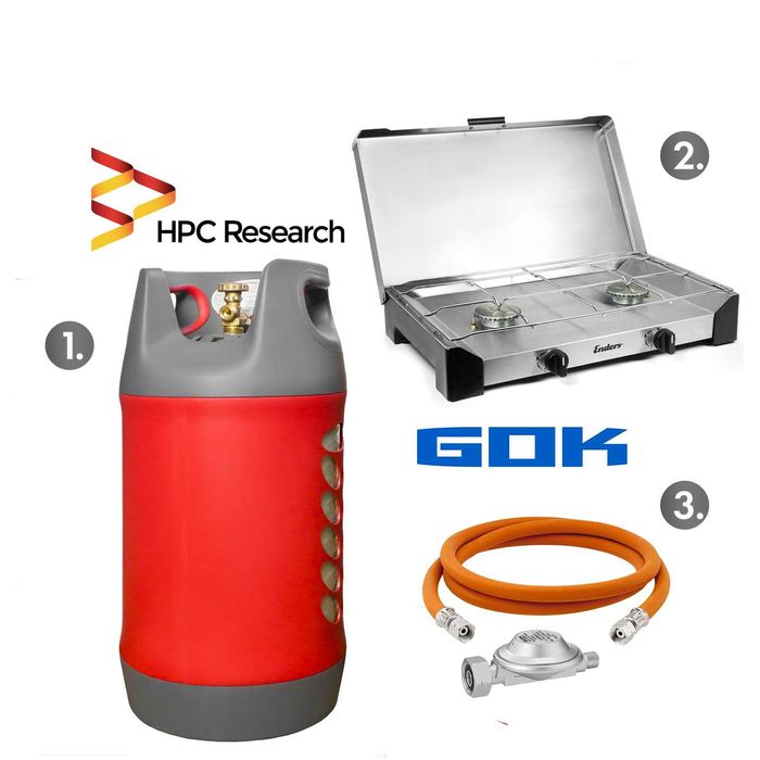 Газові комплекти: Композитний балон + плита + комплект підключення