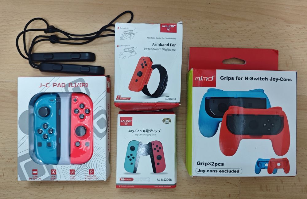 Komplet jak nowy – Joy‑Cony + gripy i opaski do Ninteno Switch