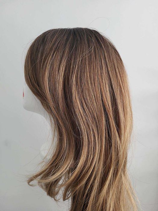 Nowa peruka z boczną grzywką fale pasemka sombre