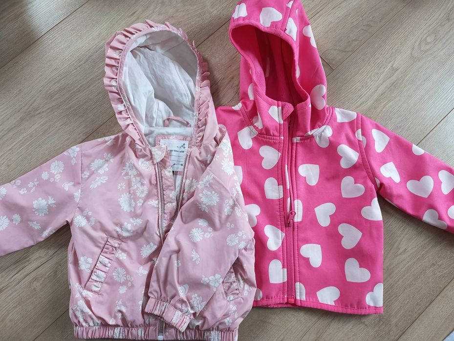 Zestaw dla dziewczynki 74 kurtki przejściowe i bluza BDB