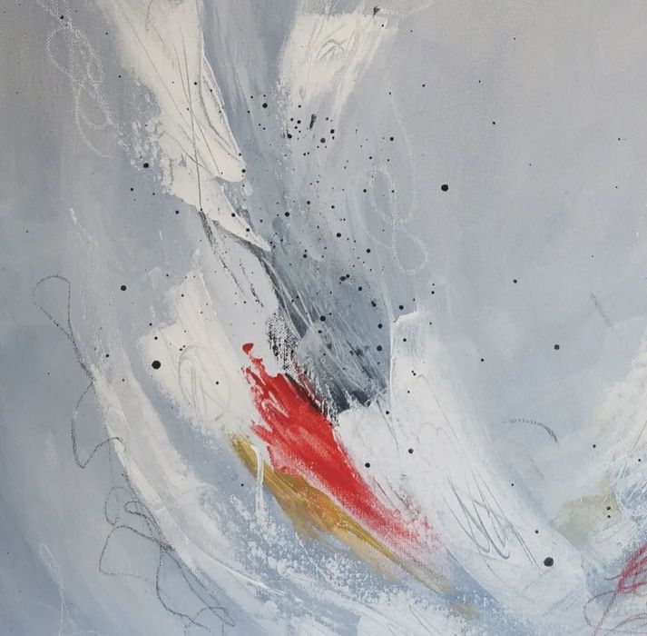 Quadro de tela original em acrílico, tons de azul