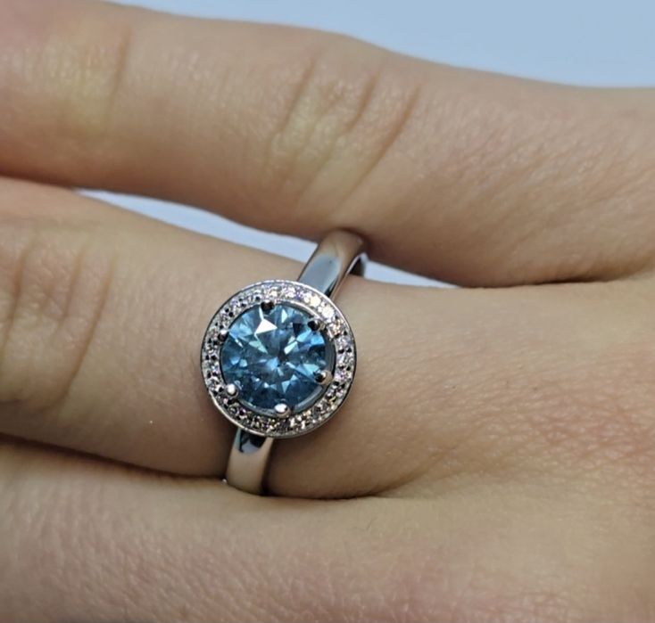 Каблучка золота Damiani. Натуральний великий блакитний діамант 1,12 ct