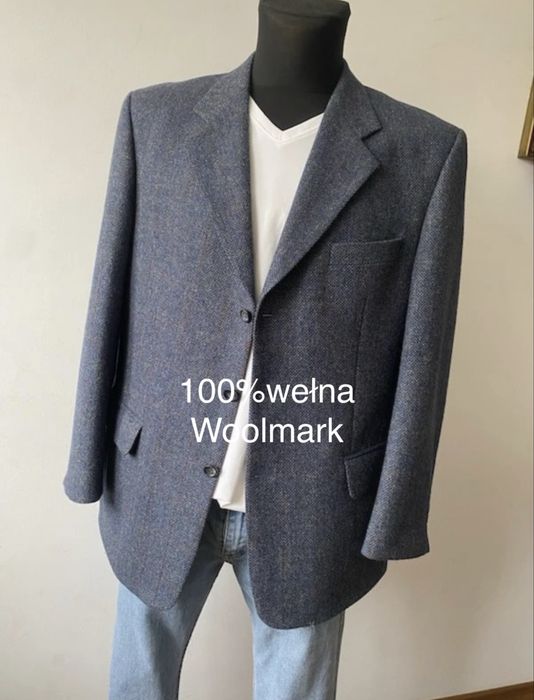 Piękna  marynarka męska wełniana, tweed, L/XL, 100% wełna Woolmark