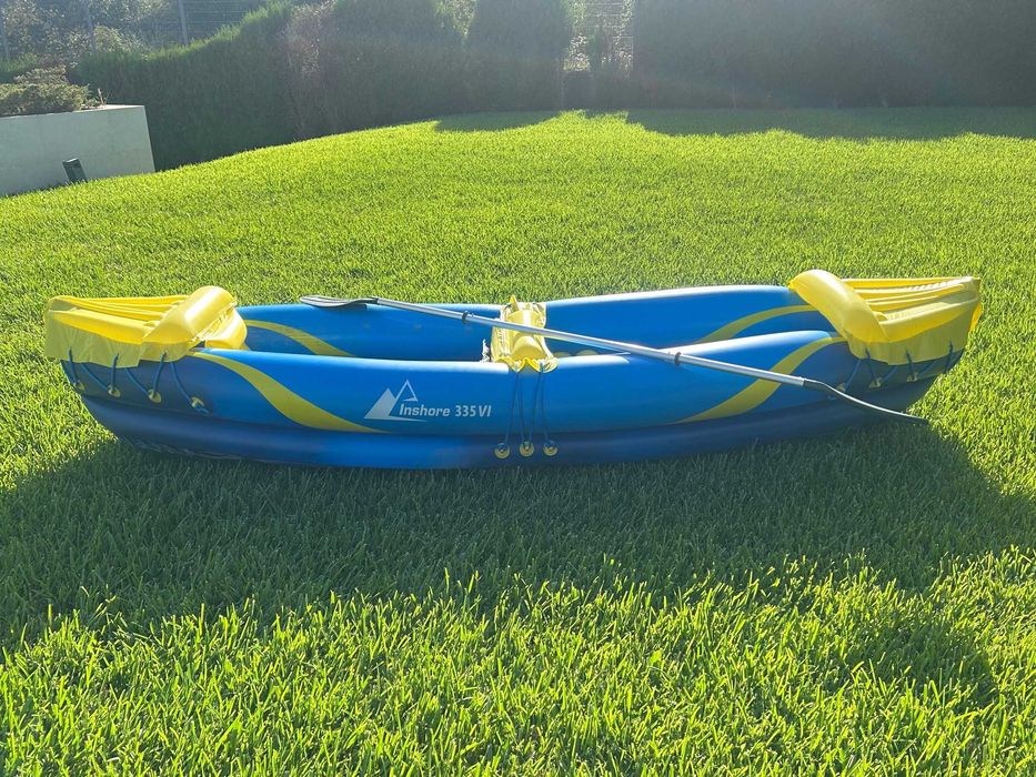 Canoa insuflável 3,25m comprim. p/ 2 adultos (até 160kg) 5 câmaras-de-ar - como NOVA!!