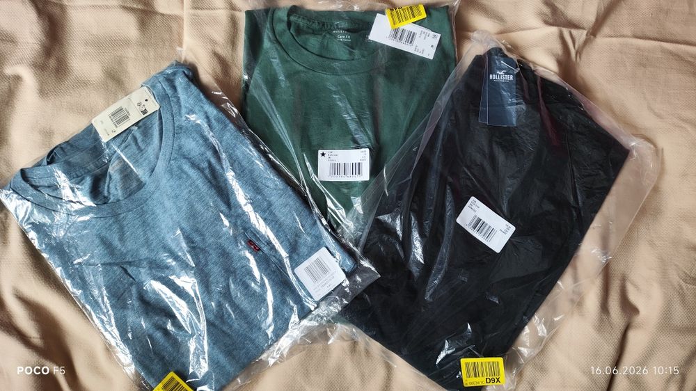 Hollister i Levis trzy t-shirty rozm XXL czarny zileony o niebieski