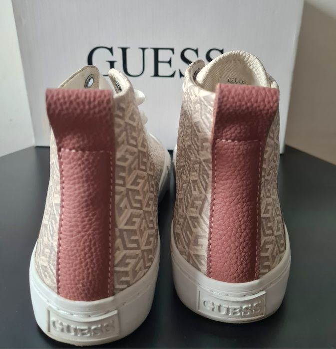 Buty Guess trampki za kostkę skórzane logowane 35