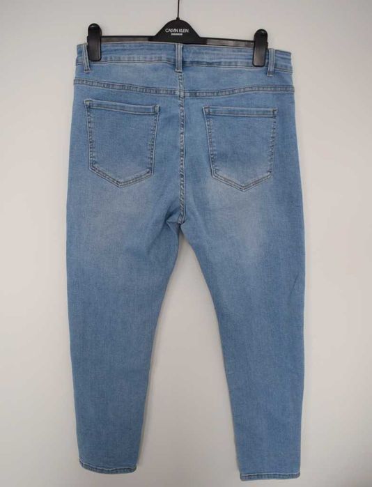Spodnie jeansy wysoki stan high waist 46 3xl błękit rurki