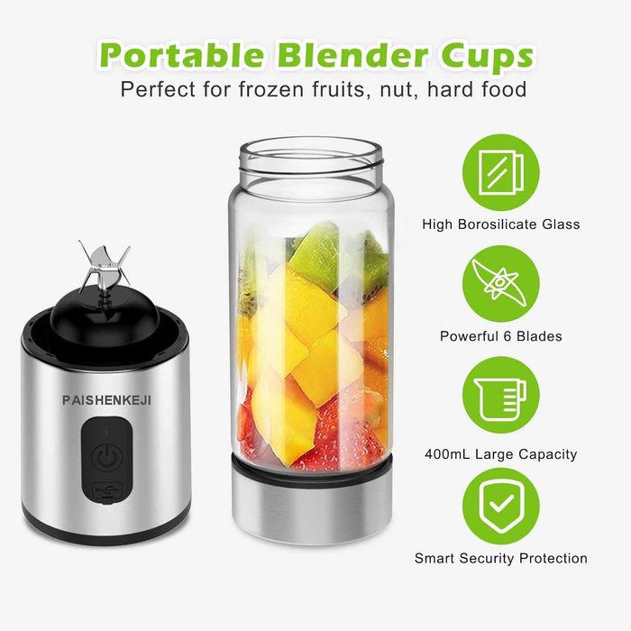 Blender mikser mini przenośny do koktajli soków 400ml ładowanie USB-C