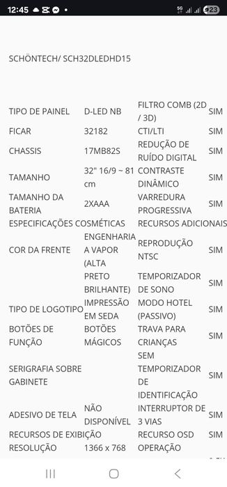 Tv schontech32d Led HD 15