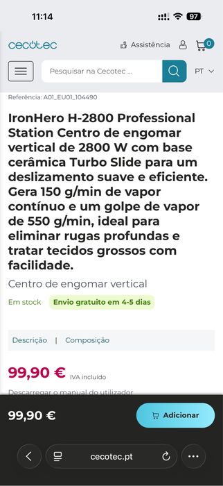 Vendo Ferro NOVO Caldeira Profissional Na Caixa