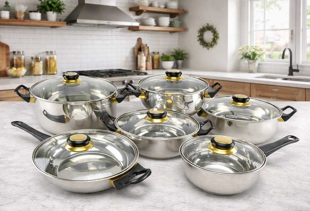 Набор кастрюль 6 в 1 / Каструлі набір 12 предметів Кастрюли нержавейка