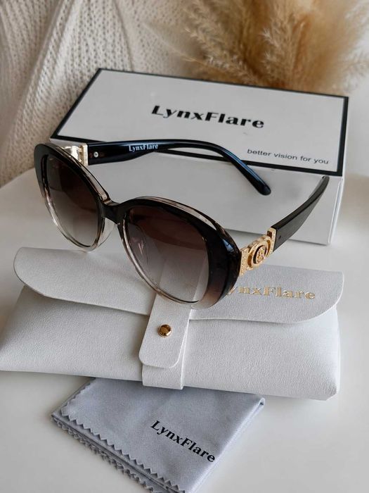 Okulary przeciwsłoneczne damskie LynxFlare kocie oczy gradient etui NOW