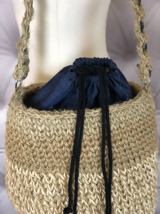 Koszyk torebka ręcznie robiony hand made o bag jeans lato pleciony