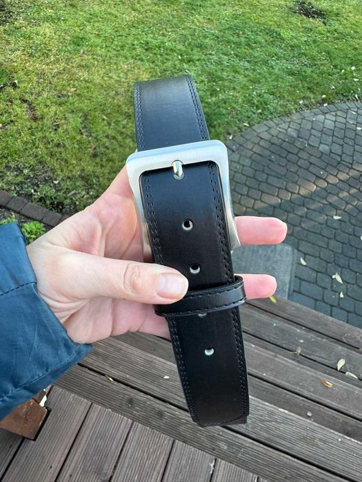 czarny męski skórzany pasek Leather belt