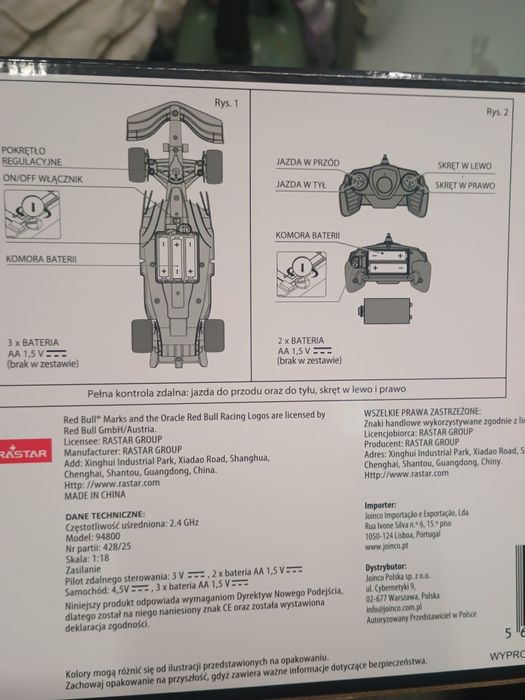 Auto zdalnie sterowane Red Bull racing Oracle rb18 nowe
