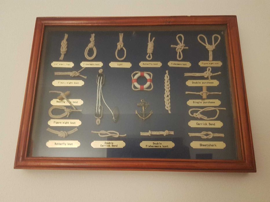 Quadro Antigo Instrumentos e Nós Marinha