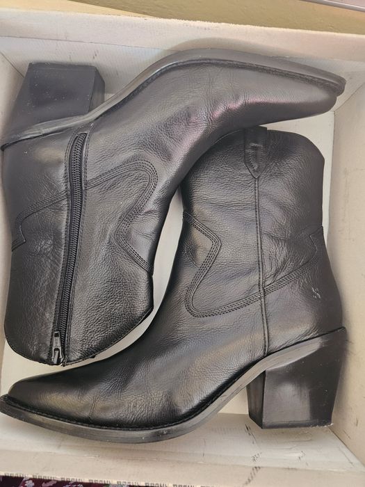 Czarne botki kowbojki Bronx skóra