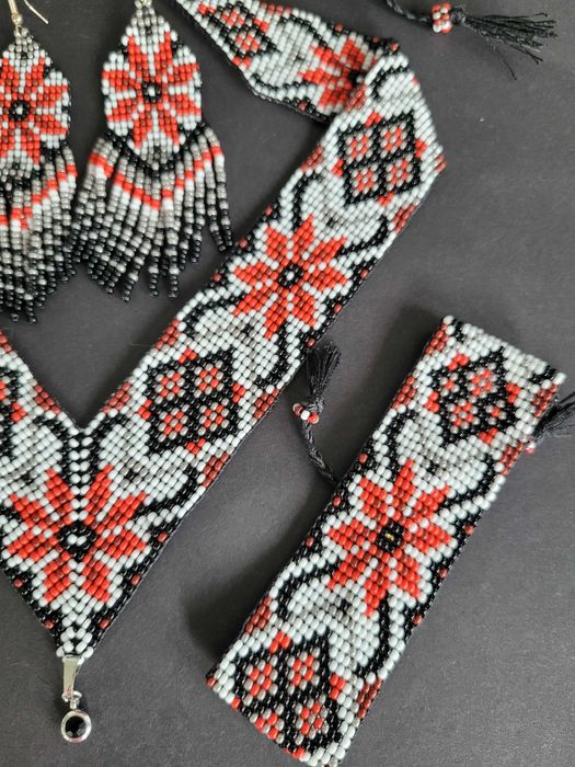 Komplet bużuterii naszyjnik bransoletka kolczyki "Słowiańska gwiazda"