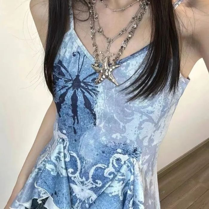 Голубой топ в стиле y2k