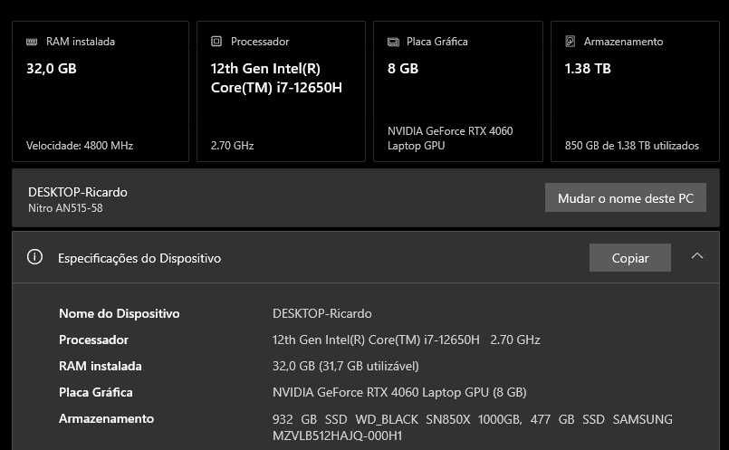 Acer Nitro 5 Gamer i7-12650H + RTX4060 + 32GB RAM