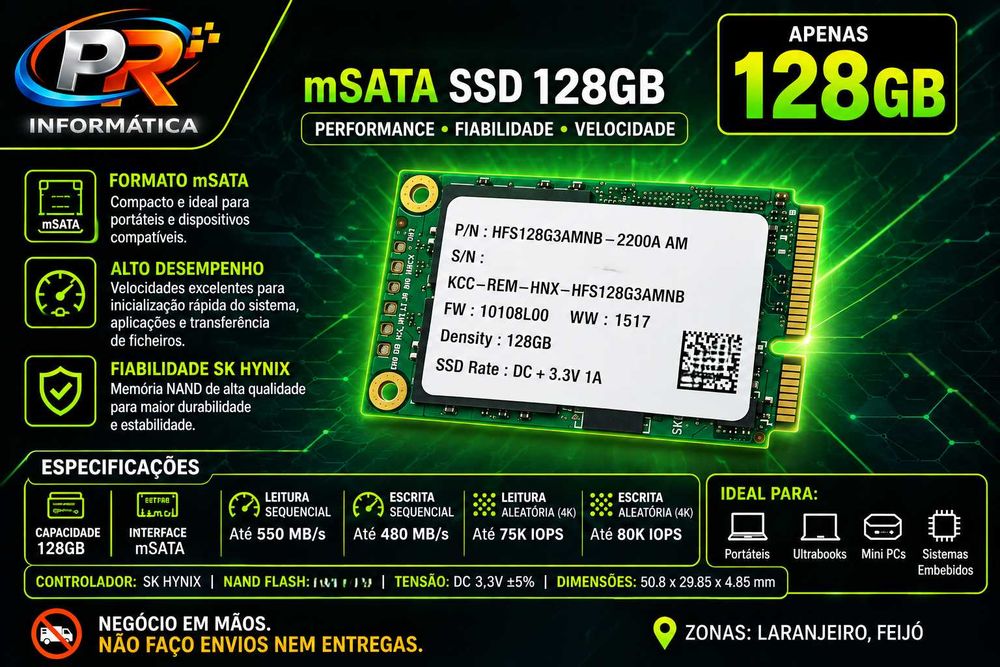 SSD 128GB mSATA – Testado e Pronto a Usar