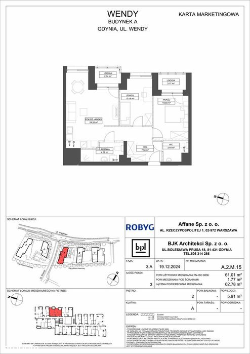 3-pokojowe mieszkanie 61m2 + loggia