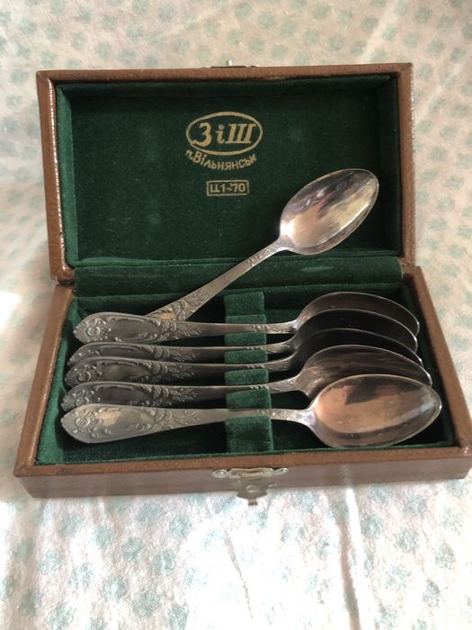 Антикварные мельхиоровые чайные ложки 1976 г