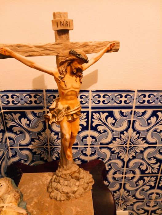 Estatuetas religiosas Marfinite? - Cristo na Cruz / Maria