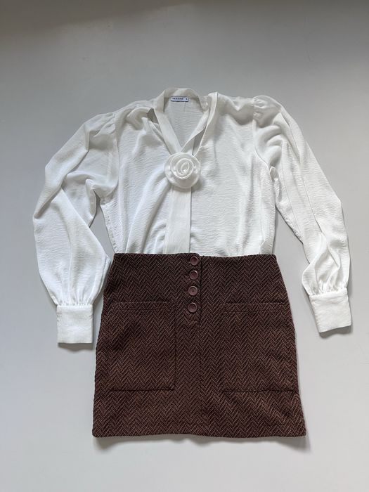 MANGO elegancka brązowa spódnica M vintage old money