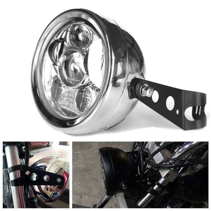 Farol Frontal LED 5.75 Polegadas com Caixa Côco Suportes para Bainhas