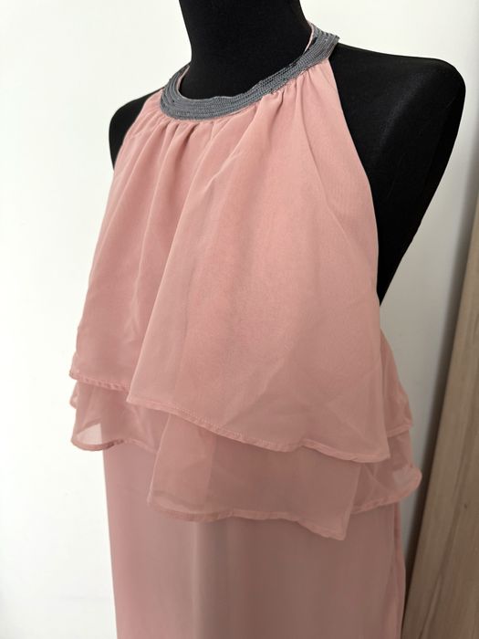 Szyfonowa sukienka maxi Odkryte plecy