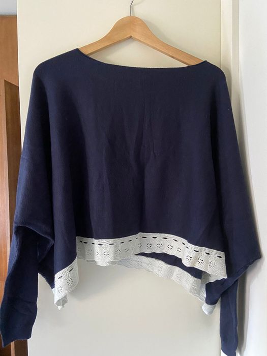 Camisola larga azul marinho