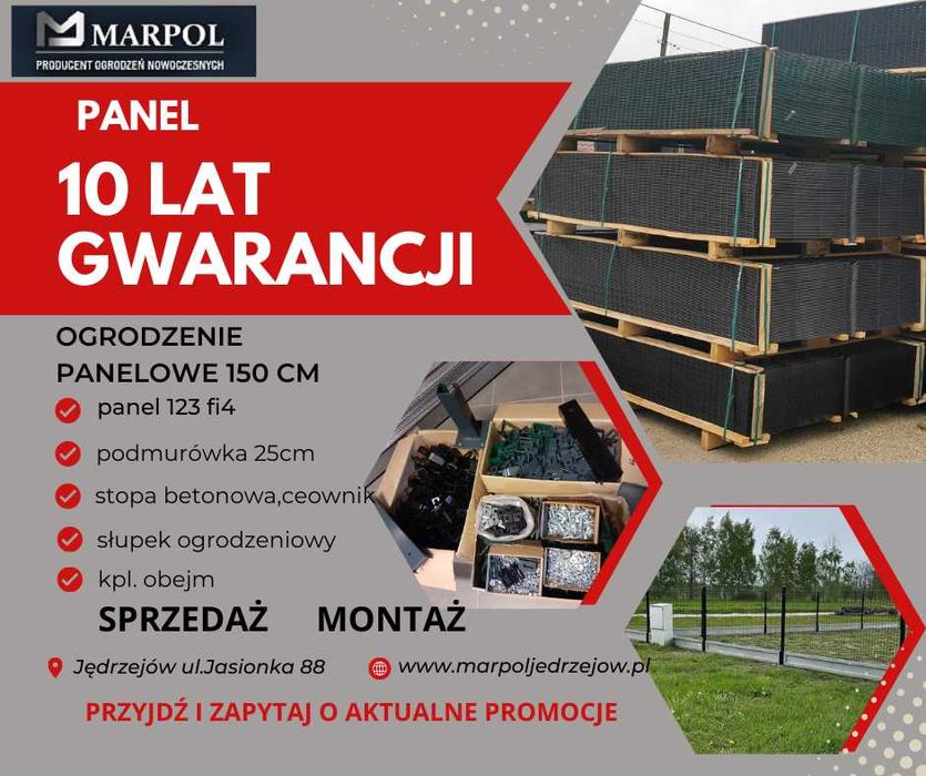 Ogrodzenie panelowe na wysokość 150cm