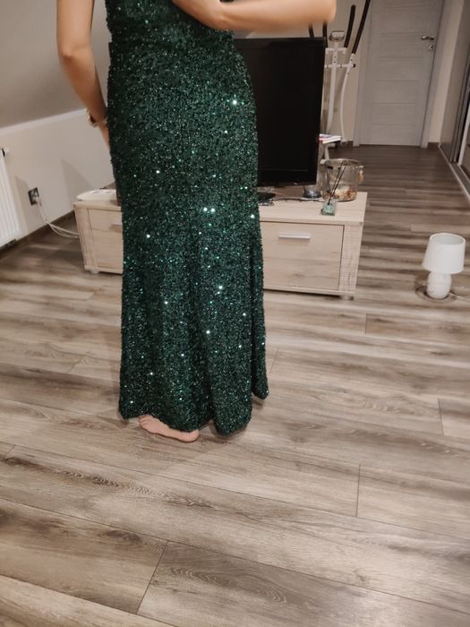 Zielona butelkowa sukienka wieczorowa święta sylwestrowa wesele cekino