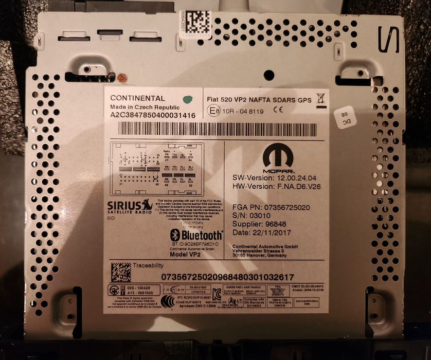 Штатна магнітола Jeep / Fiat. Uconnect / Bluetooth/  GPS